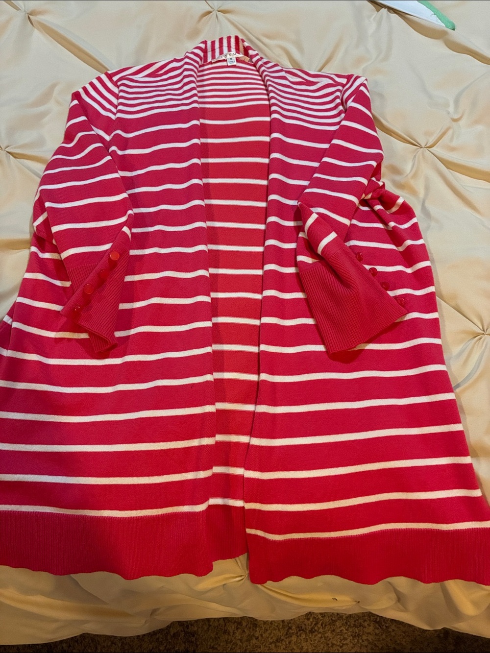 Cyrus Striped Open Cardigan - Pink & White